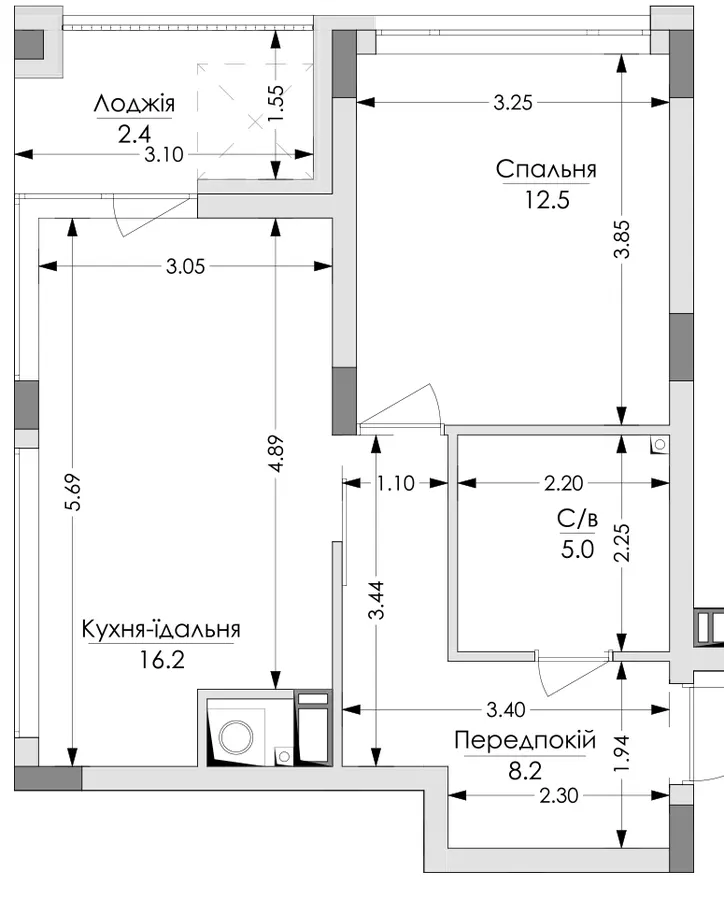 ЖК Lypynsky — 44.3 м²
