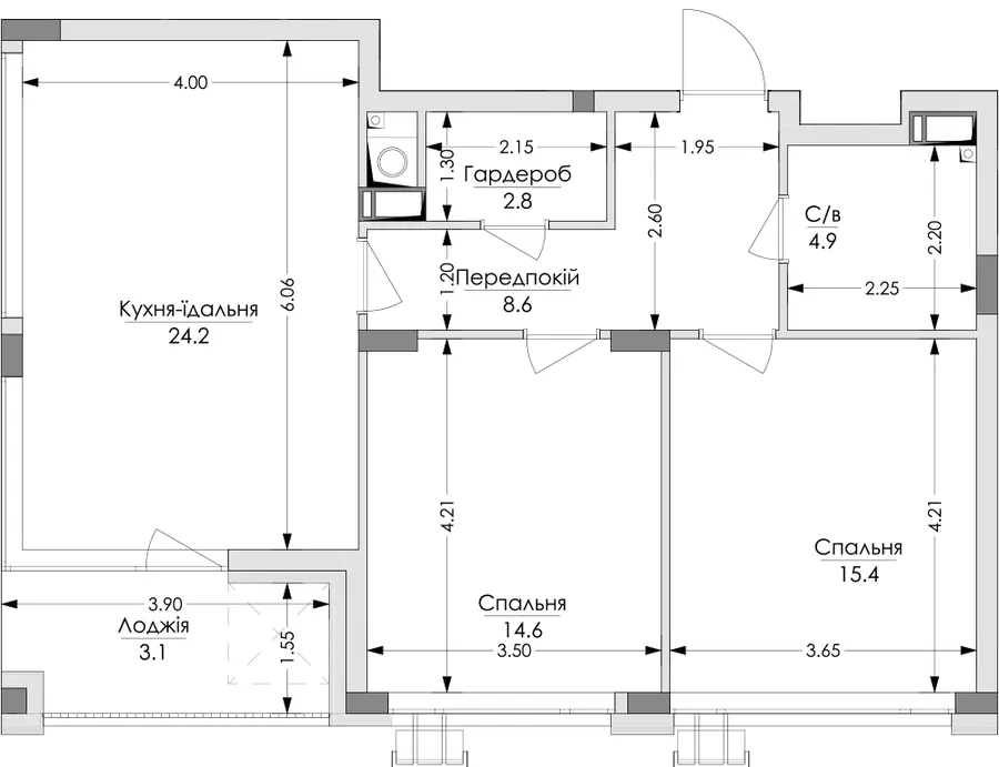 ЖК Lypynsky — 73.7 м²