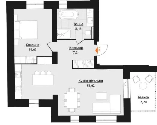 ЖК Volytsia Village Spa — 67.8 м²