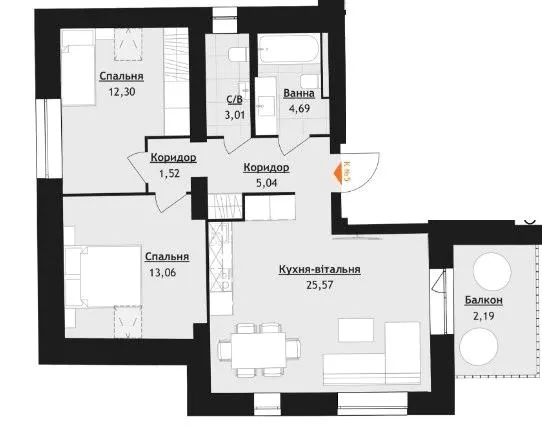 ЖК Volytsia Village Spa — 67.4 м²