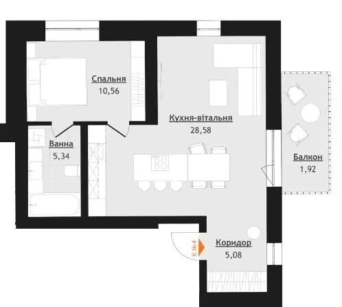 ЖК Volytsia Village Spa — 51.5 м²