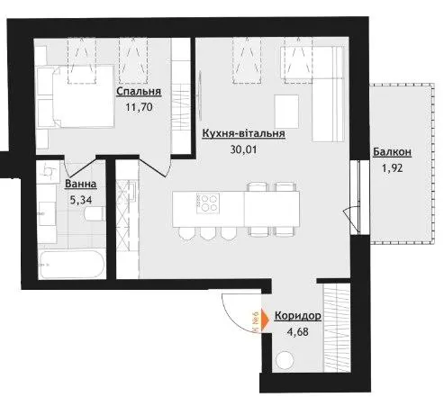 ЖК Volytsia Village Spa — 53.7 м²