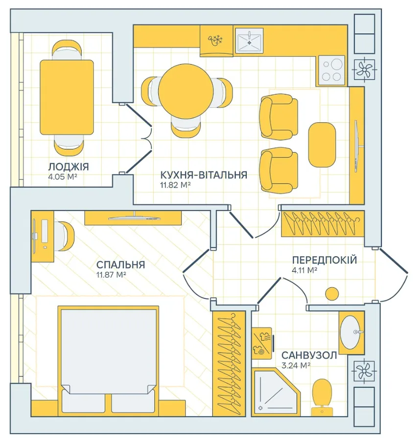 1-комнатная квартира, 36 м², вул. Василя Балога, 2, Ужгород — фото 1