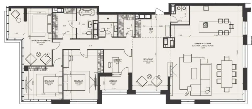 ЖК TRIIINITY — 225.8 м²
