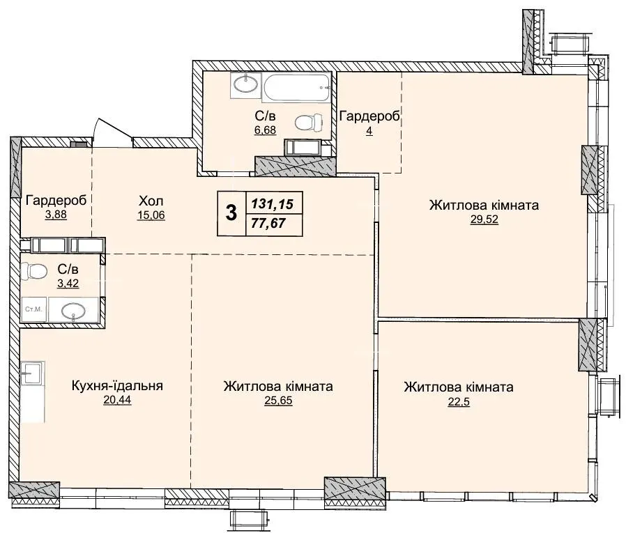 ЖК Новопечерські Липки — 131.2 м²