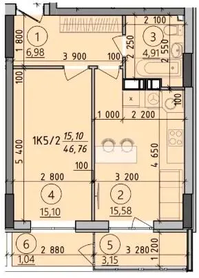 ЖК Київські Зорі-2 — 46.8 м²