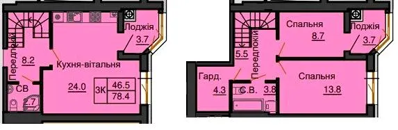 ЖК София Резиденс — 78.4 м²