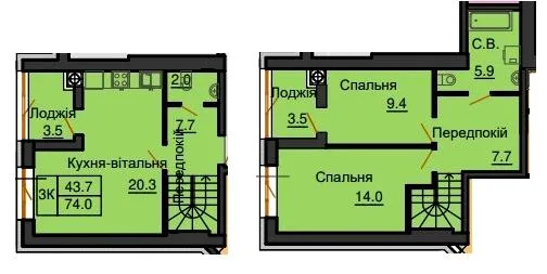 3-кімнатна квартира, 74 м², вул. Яблонева, 15, Софіївська Борщагівка — фото 1