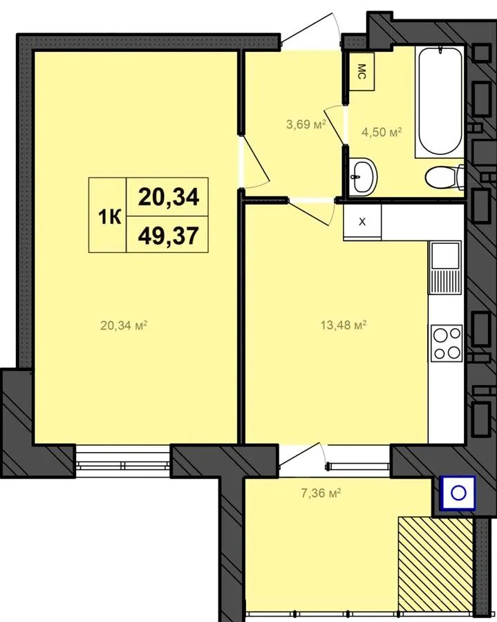ЖК Бонвіль — 49.4 м²