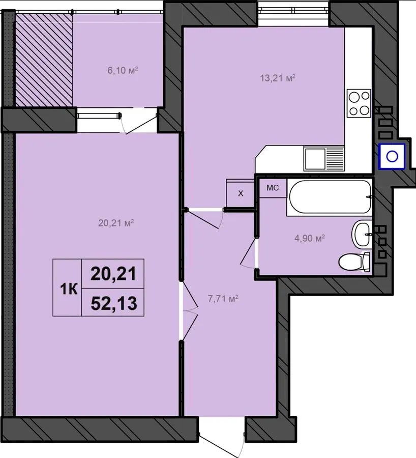 ЖК Бонвіль — 52.1 м²