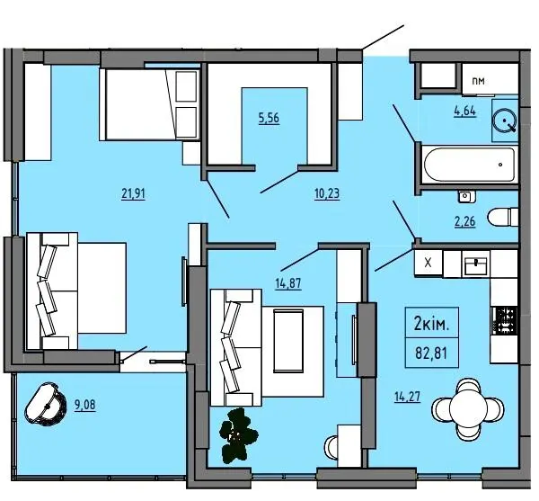 БФК Prime Tower — 82.8 м²
