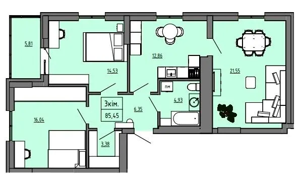 БФК Prime Tower — 85.5 м²