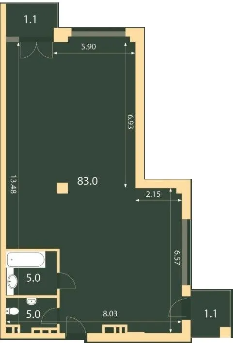 Клубний будинок Hidden — 94.7 м²
