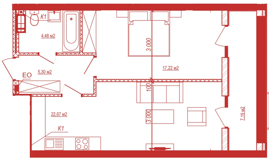 ЖК Crystal Avenue — 57.5 м²