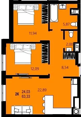 ЖК CONTINENT STREET — 63.3 м²