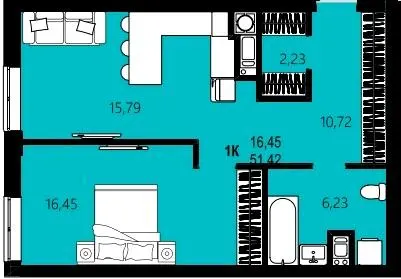 ЖК CONTINENT STREET — 51.4 м²