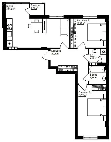 ЖК FAMILY HOUSE — 67.4 м²