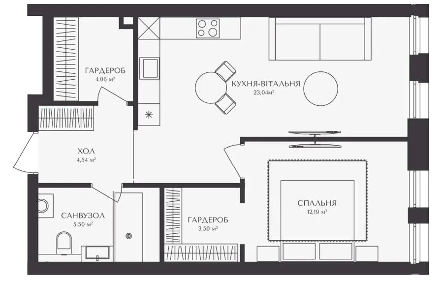 ЖК BELLEVIE — 52.8 м²