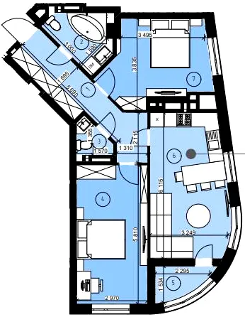 ЖК Парус Riverside — 70.5 м²