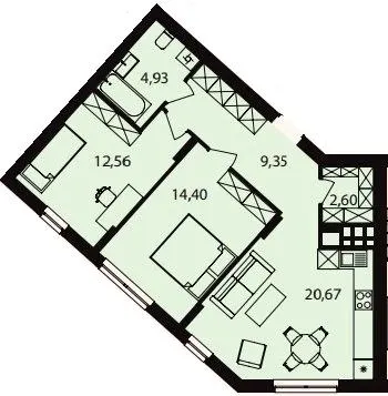 ЖК Novolit — 64.5 м²