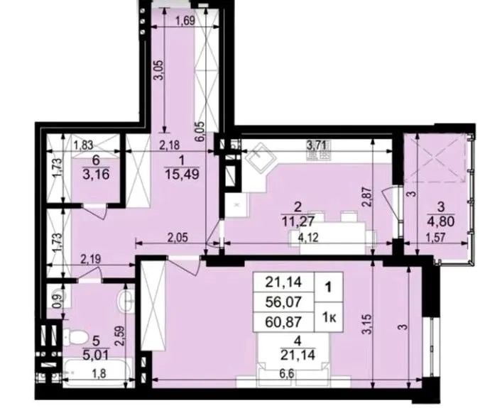 ЖК на Стецька — 60.4 м²
