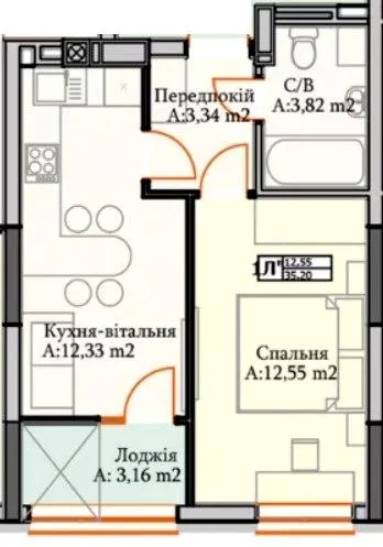 ЖК Green Life — 35.2 м²