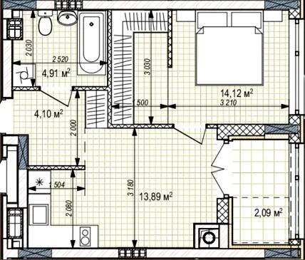 1-кімнатна квартира, 39 м², Крюківщина — фото 1