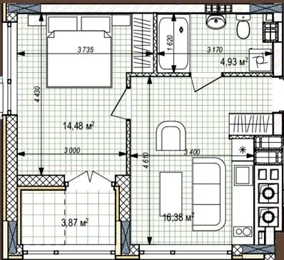 1-комнатная квартира, 40 м², Крюковщина — фото 1