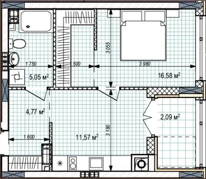 1-комнатная квартира, 40 м², Крюковщина — фото 1