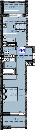 ЖК Grey Fort — 43.4 м²