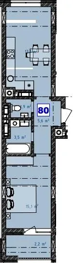 ЖК Grey Fort — 45.4 м²