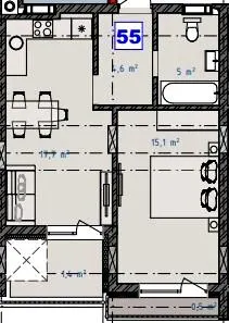 ЖК Grey Fort — 45.4 м²