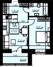 1-кімнатна квартира, 47 м², вул. Квіткова, 10, Черкаси — фото 1