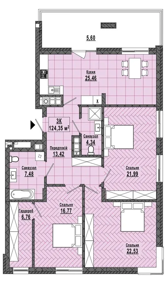 ЖК HILL SIDE — 122.2 м²
