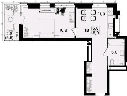 ЖК TWINS — 46.9 м²
