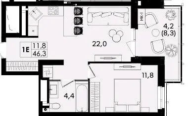 ЖК TWINS — 46.3 м²
