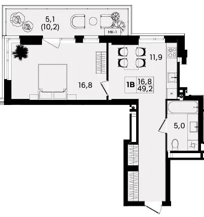 ЖК TWINS — 49.2 м²