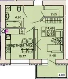 ЖК на Сінній — 42.5 м²