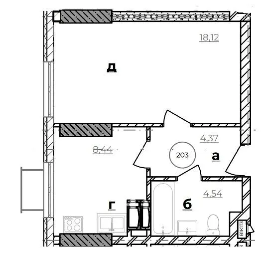 ЖК Park Hills (Молодіжна ініціатива) — 35.5 м²