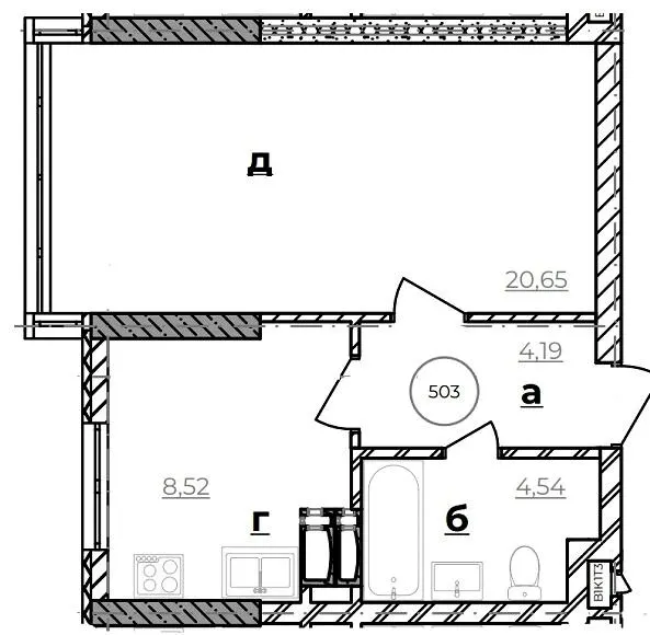 ЖК Park Hills (Молодіжна ініціатива) — 37.9 м²