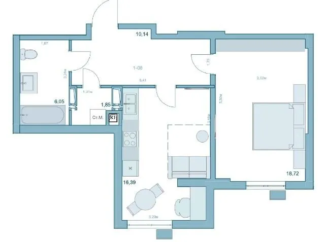 ЖК Park Hills (Молодіжна ініціатива) — 53.2 м²