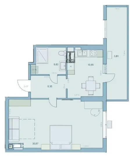 ЖК Park Hills (Молодіжна ініціатива) — 55.7 м²