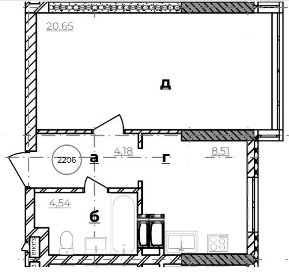 ЖК Park Hills (Молодіжна ініціатива) — 37.9 м²