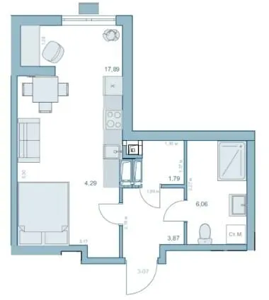 ЖК Park Hills (Молодіжна ініціатива) — 33.9 м²
