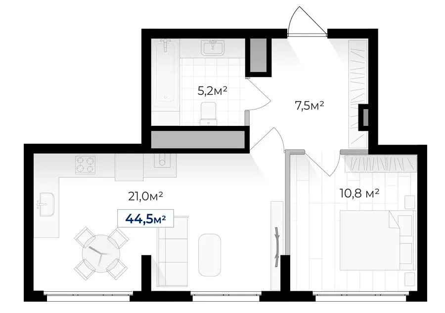 ЖК Гармонія — 44.5 м²