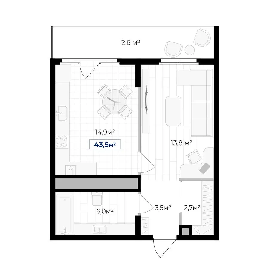 ЖК Гармонія — 43.5 м²
