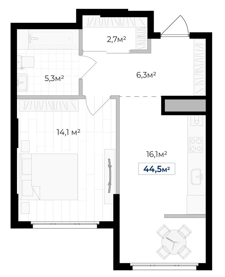 ЖК Гармонія — 44.5 м²