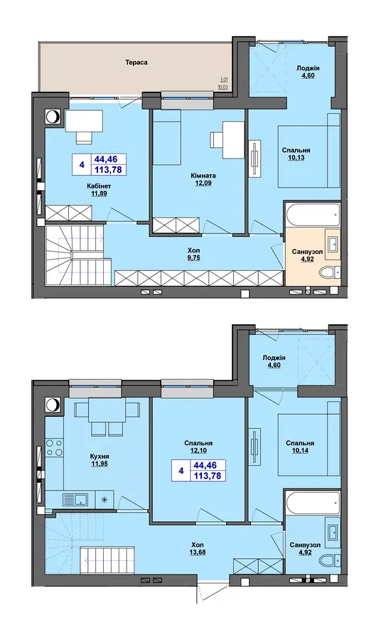 ЖК Перлина Проскурова-5 — 113.8 м²