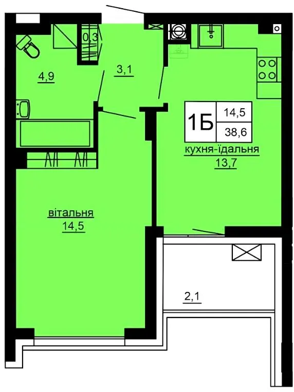 ЖК Варшавський deluxe — 38.6 м²