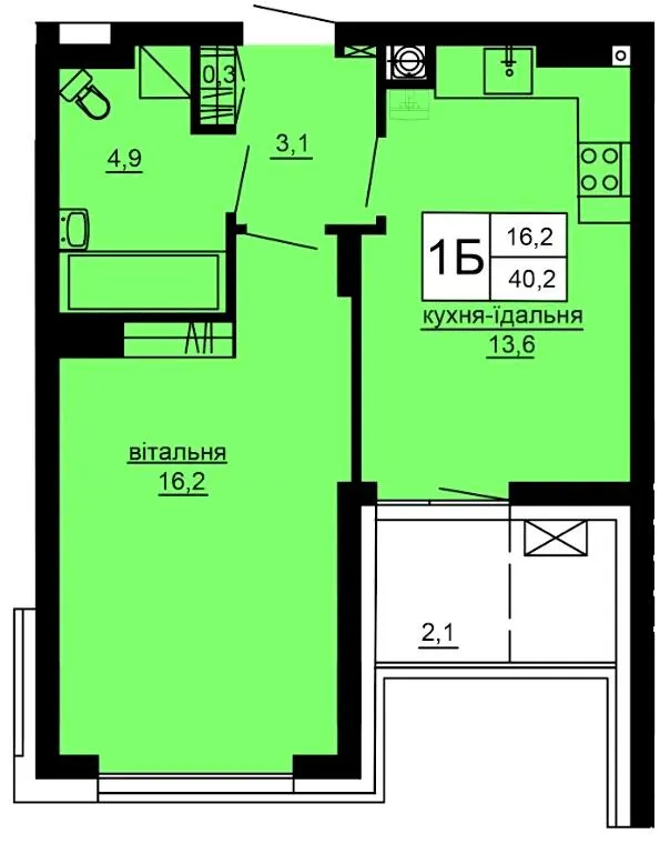 ЖК Варшавський deluxe — 40.2 м²